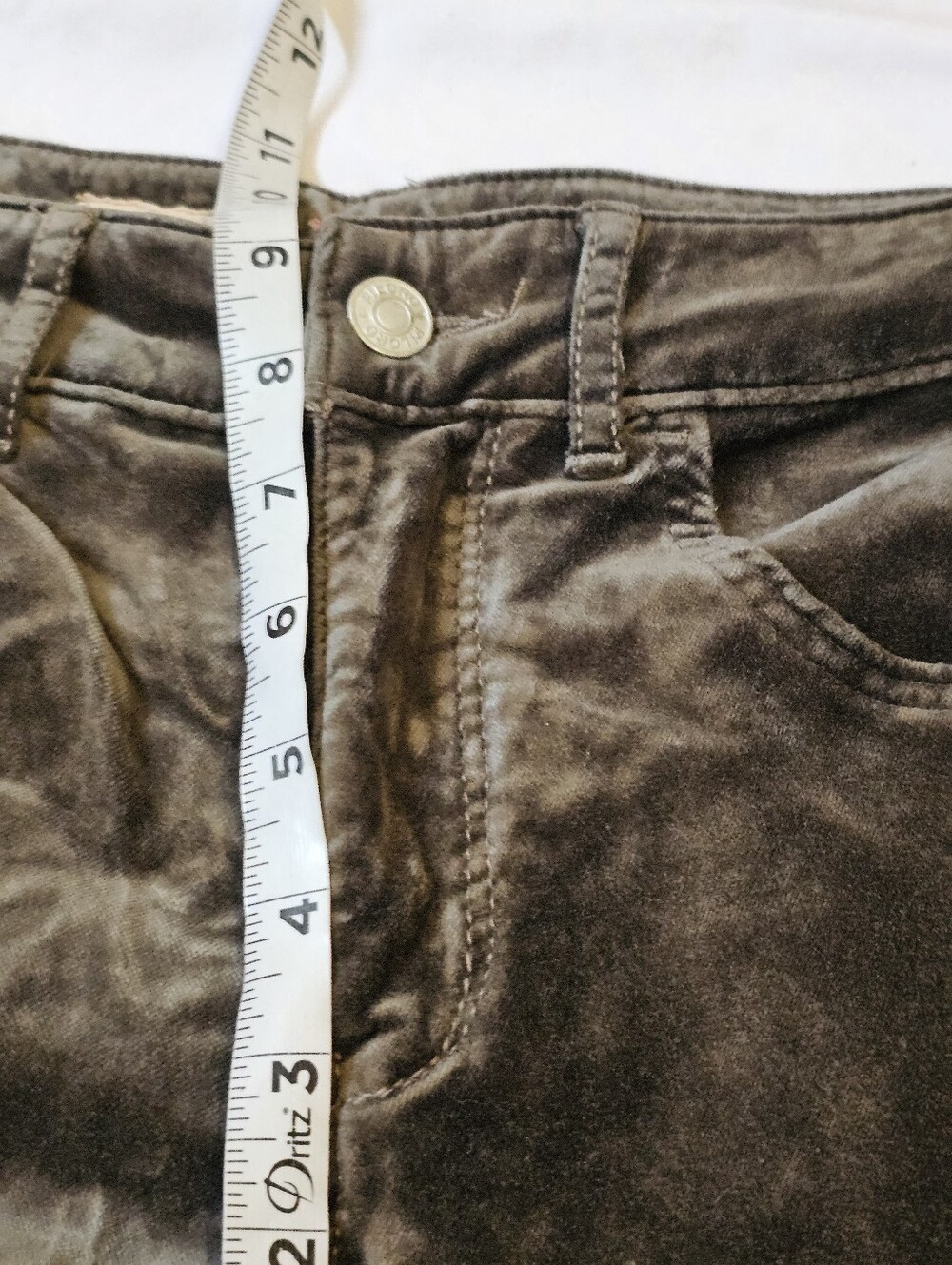 Pilcro Anthropologie Olive Gray Velvet Bootcut Pants Size 27 - Picture 11 of 16